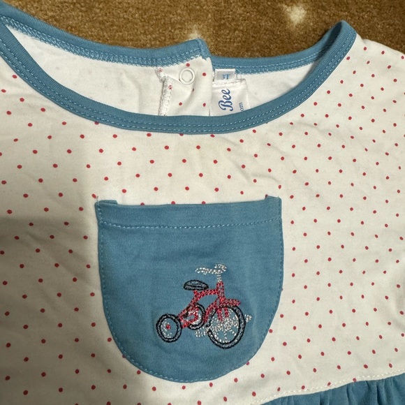 EUC size 3T The Bumble Bee knit bubble romper with adorable embroidered tricycle - Picture 2 of 2